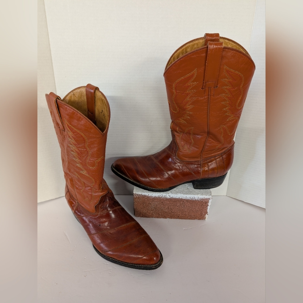 Boots  Men's Cowboy Western Brown Exotic Leather Cowboy Boots Size 11